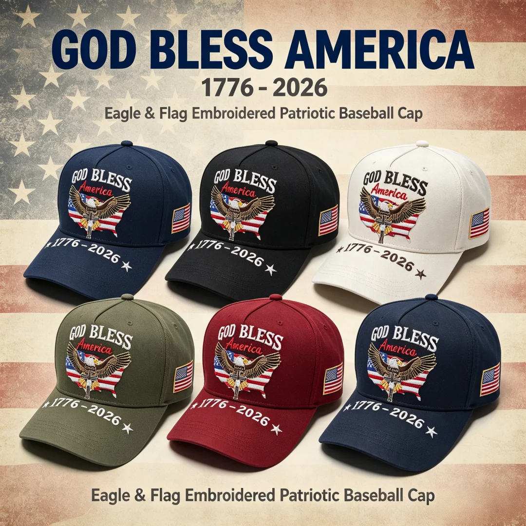 Casquette de baseball brodée Aigle chauve, Croix et Drapeau de l'Amérique, 1776-2026, 250e Anniversaire des États-Unis, patriotique, réglable, protection solaire
