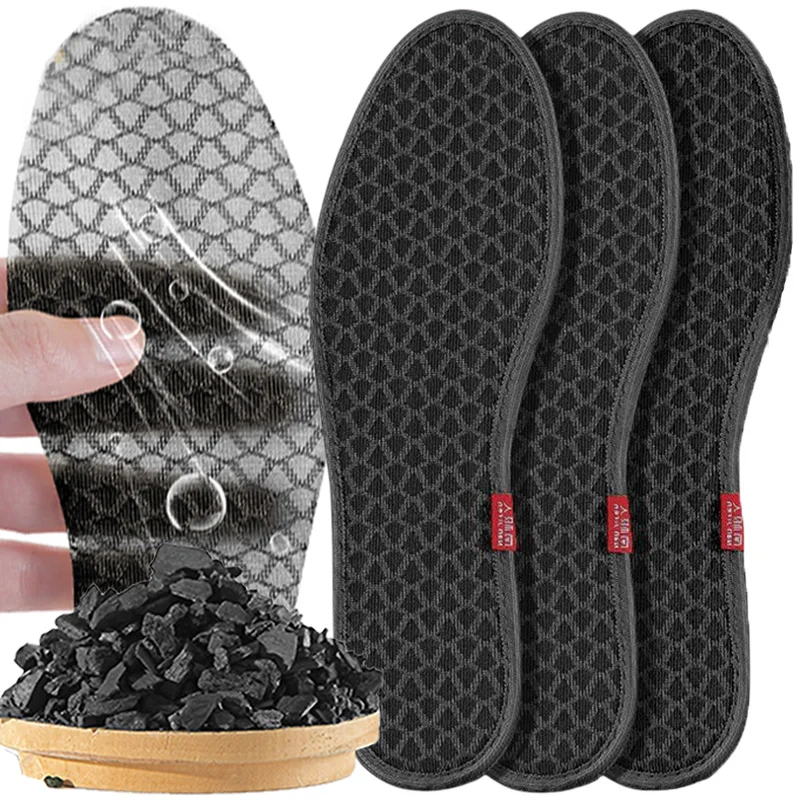 6pcs Bamboo Charcoal Antibacterial Insoles for Shoes Deodorant Running Sports Insole Feet Thickened Shock Absorbing Shoe Sole