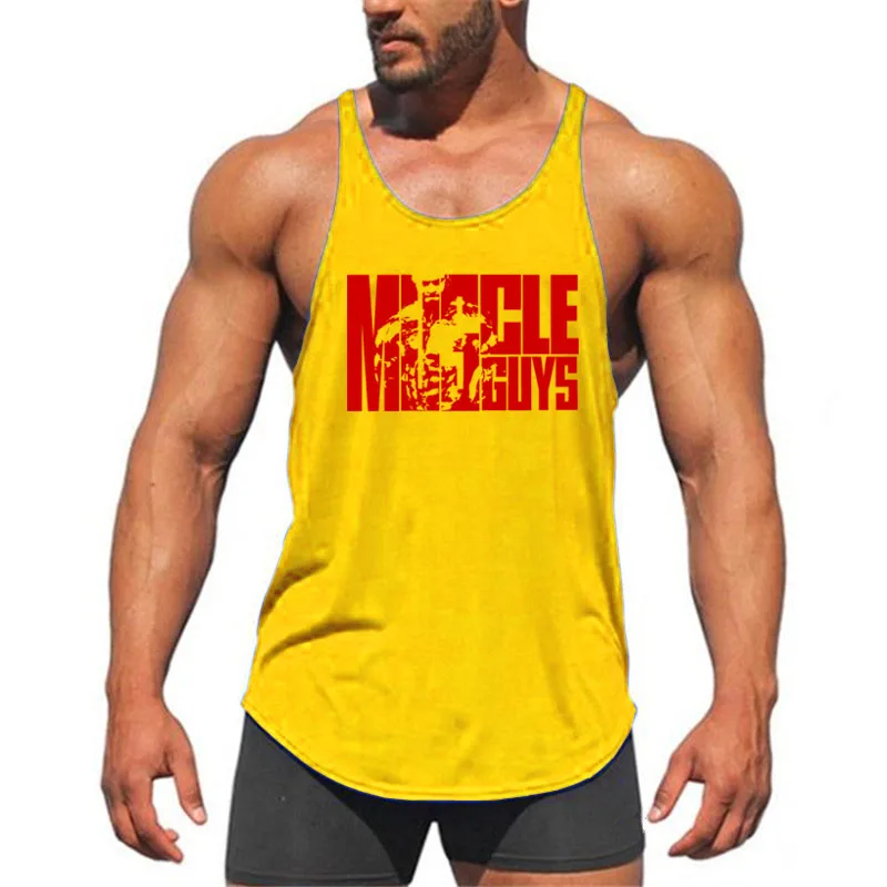 Brand Clothing Bodybuilding Gym Mens Back Tank Top Vest Muscle Fashion Sleeveless Stringer Singlets Fitness Workout Sports Shirt