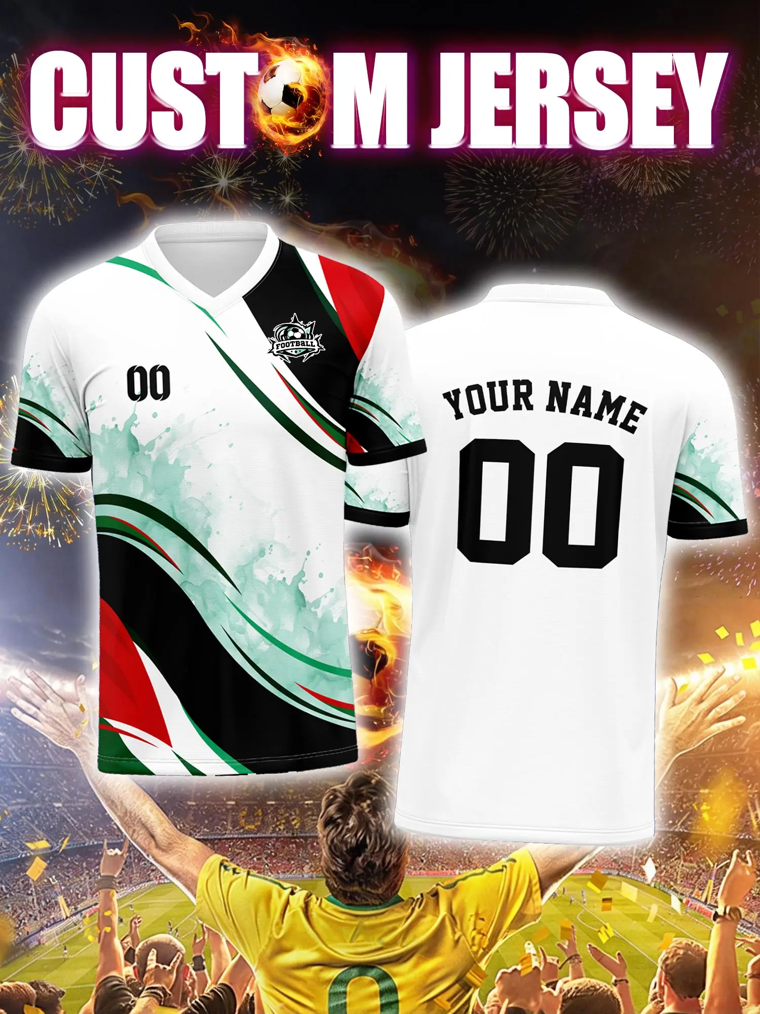 

Футбольная форма с индивидуальным изображением, номером и именем, униформа для лиги районов, уютная дышащая одежда для местной футбольной команды