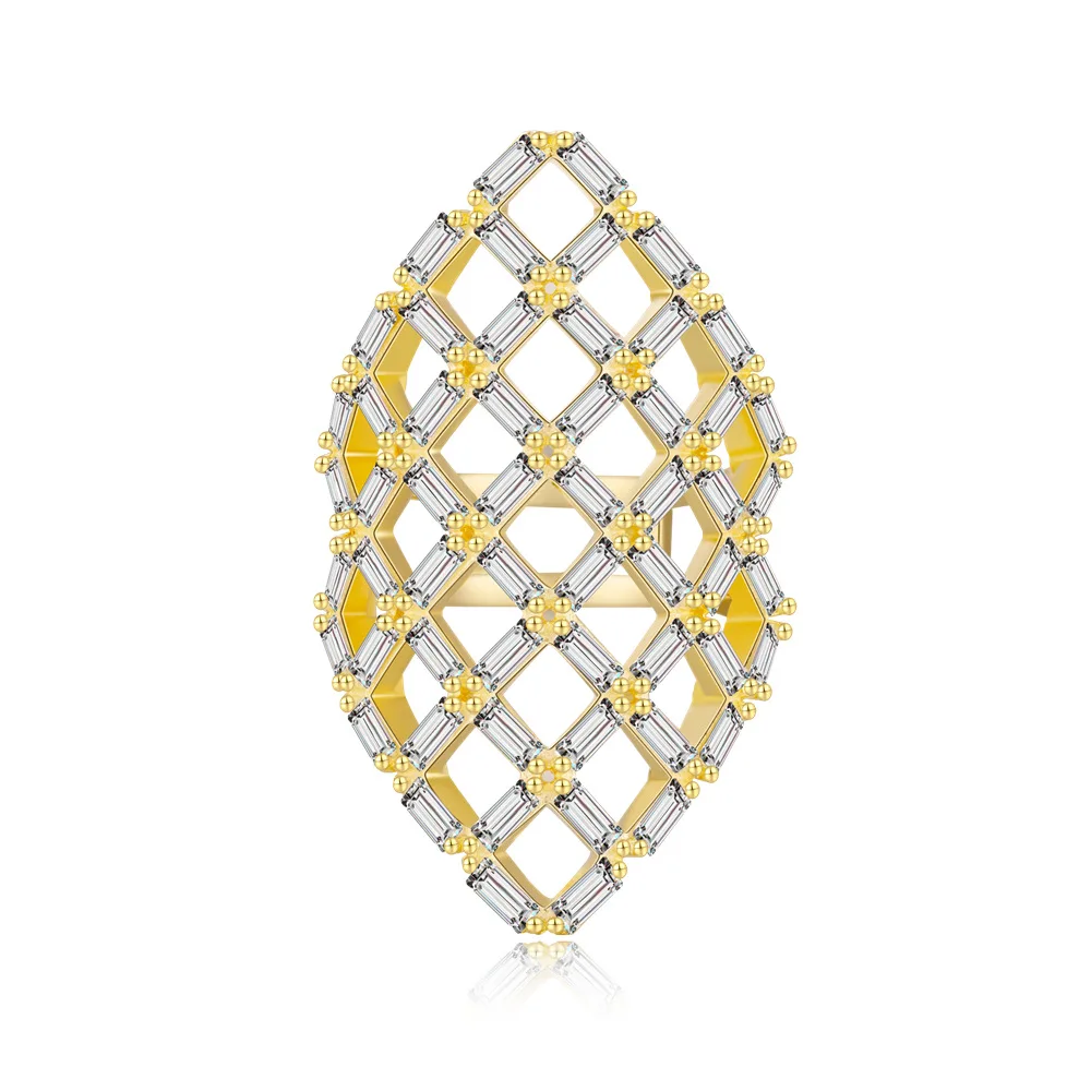 Groothandel holle patroon volledige diamanten overdrijving ring vrouwen fijne Europese Amerikaanse sieraden