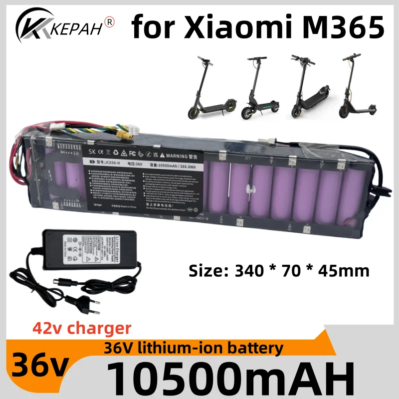 42V Suitable for Xiaomi M365 M356 Pro dedicated battery pack, 36V lithium-ion battery, 10500mAh, with a range of 30 kilometers