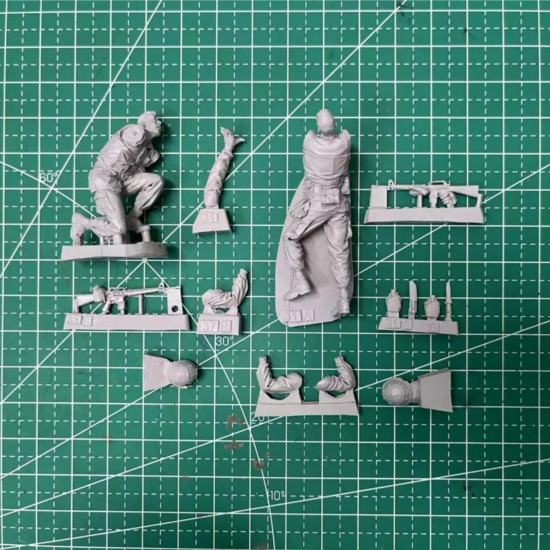 Kit de montaje de figura de resina a escala 1/35, soldado del Cuerpo de Marines de los Estados Unidos, juguete en miniatura para 2 personas sin