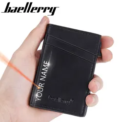 Free Name Engraving RFID Short Men Wallets Popup Card Holders Slim Simple Male Wallet Top Quality PU Leather Brand Men's Purses