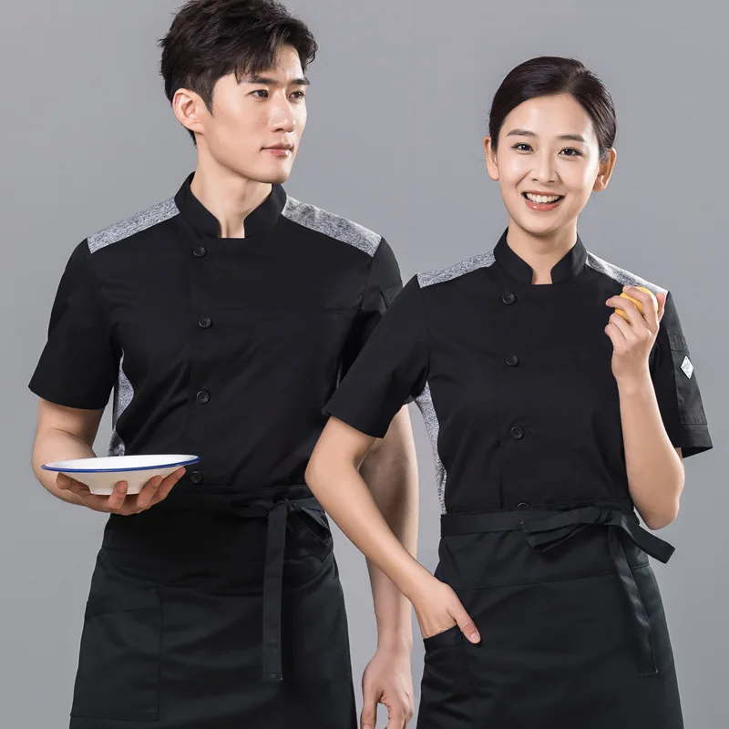 Senior Chef Overalls Men's Short-Sleeved Summer Catering Hotel Restaurant Baking Cake Dessert Chef Tooling Kitchen Clothes