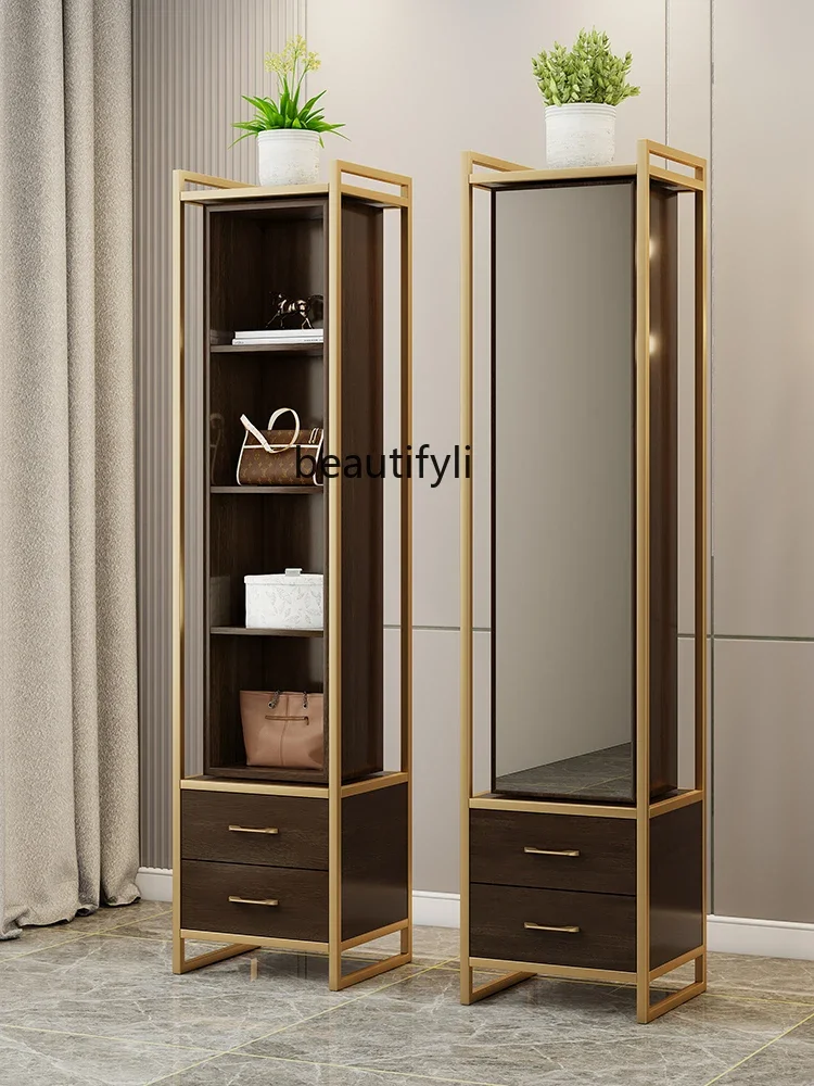 Rotating Dressing Mirror American Solid Wood Full Body Full-Length Mirror Household Girls' Bedroom Multi-Functional Floor Mirror