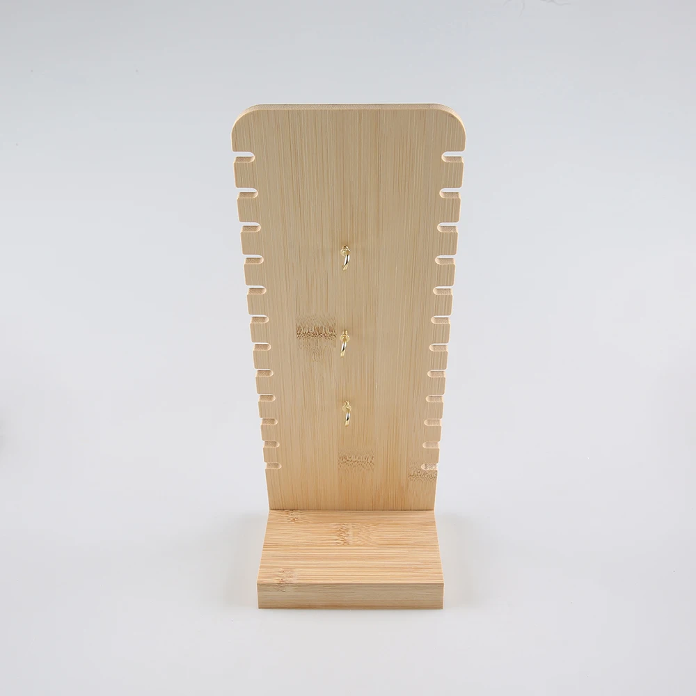 الخيزران الخشب مجوهرات عرض موقف مستطيل انفصال KD ضربة أسفل قلادة خشبية تظهر الرف مجوهرات حامل مُنظِم الرف #5
