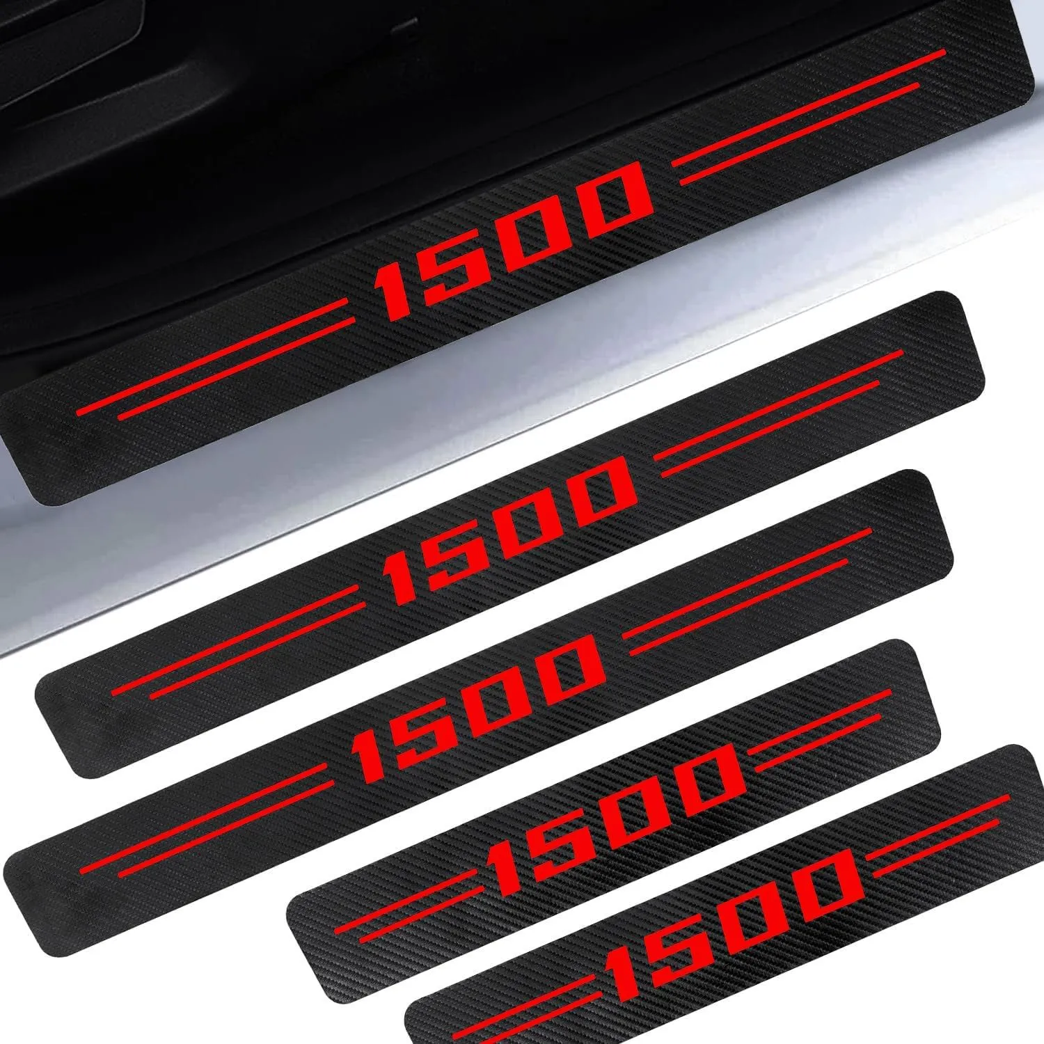 NOEEI Top 4X Red Letter Cab Door Sill Cover Step Protector For Dodge Ram 1500 Accessories