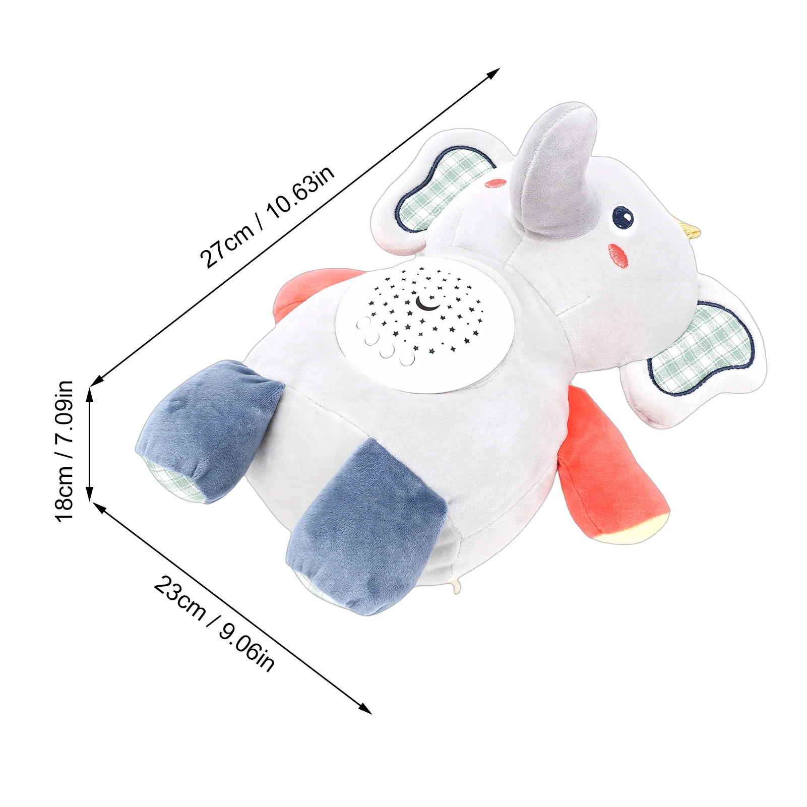 دمية فيل ناعمة محشوة مع صوت وضوء وموسيقى، مساعد على نوم الأطفال، دمية فيل مهدئة