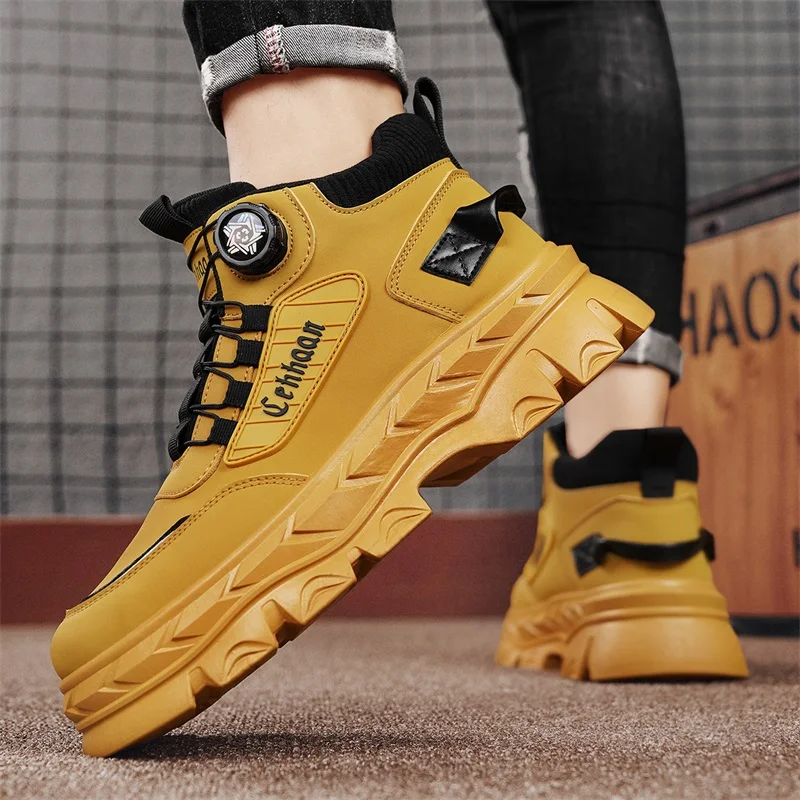 الكلاسيكية أحذية سوداء برقبة الرجال دراجة نارية الأحذية مقبض تصميم الرجال منصة الأحذية الجلدية مريحة أحذية العمل رجل بوتاس دي هومبر