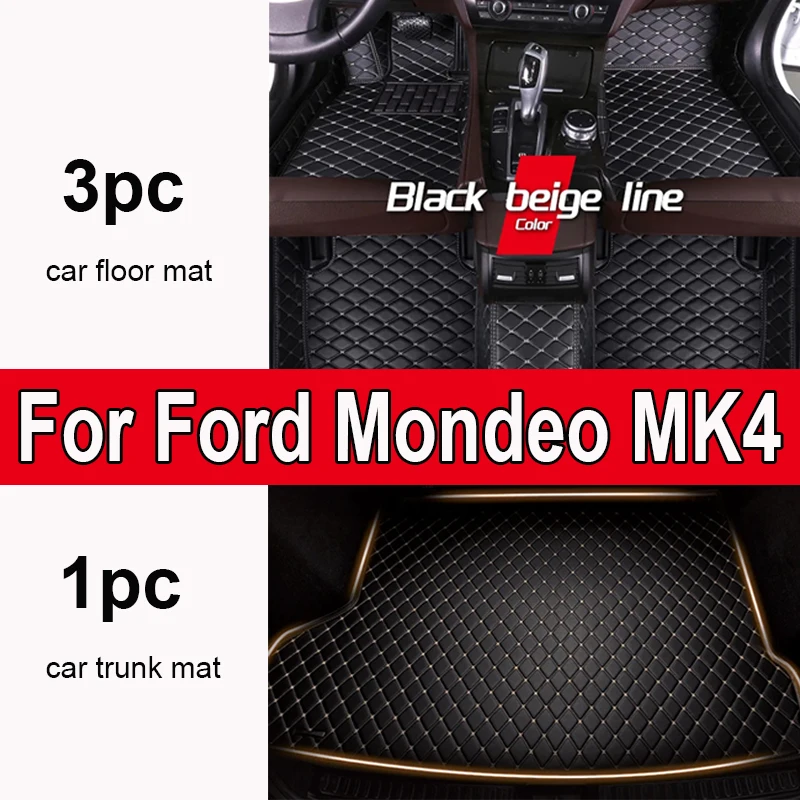 

Автомобильные коврики на заказ для Ford Mondeo MK4 2008 2009 2010 2011, автомобильные роскошные кожаные коврики для мужчин и женщин, полное покрытие