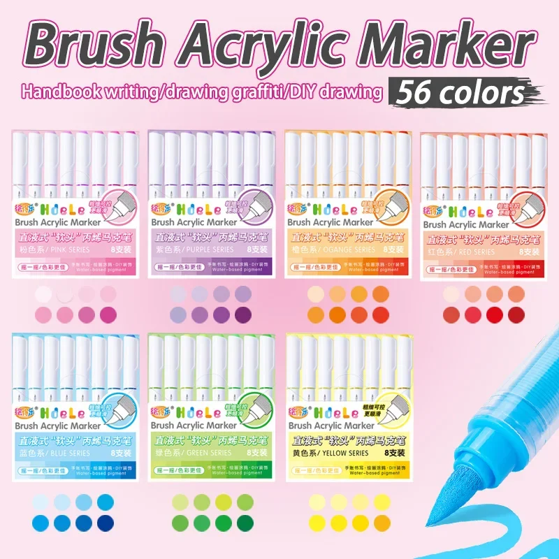 Hdele 8~120 Colors Acrylic Marker Pen Set, Handbook Writing, Drawing Graffiti, DlY Drawing, Student Paint Art Acrylic Paint Pens
