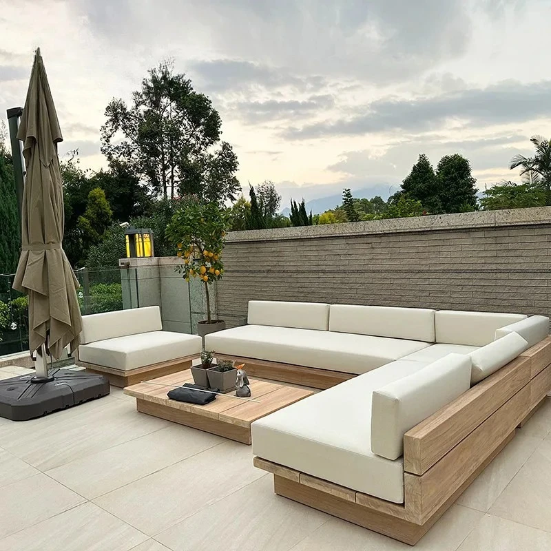 

Custom Outdoor Teak Sofa Villa Hotel Outdoor Lazy Sofa Coffee Table Solid Wood Terrace Garden Furniture