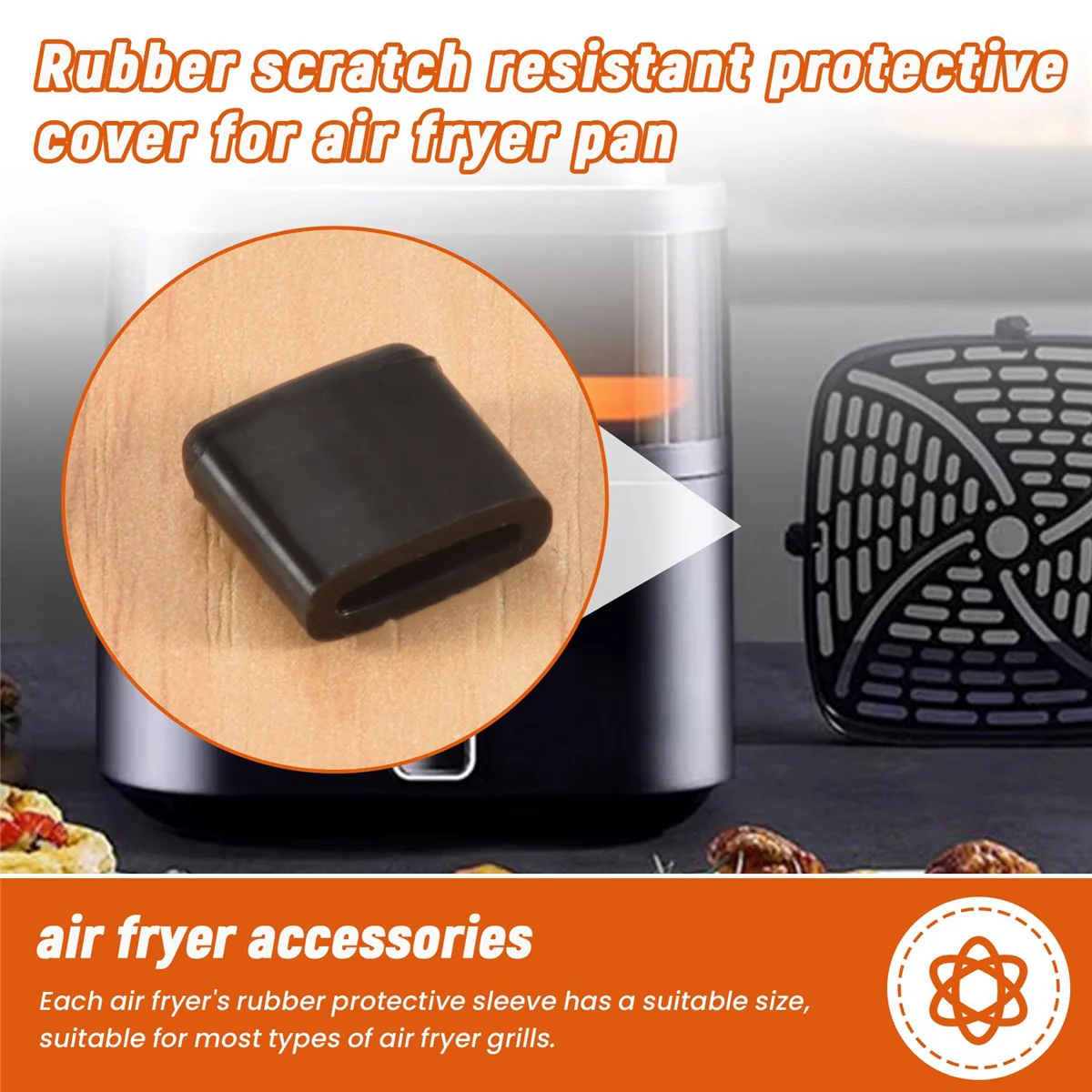 A78E-Air Fryer Rubber Bumpers,Air Fryer Tray Rubber Replace Parts Accessories,Non-Scratch Protective Covers for Air Fryer Pan