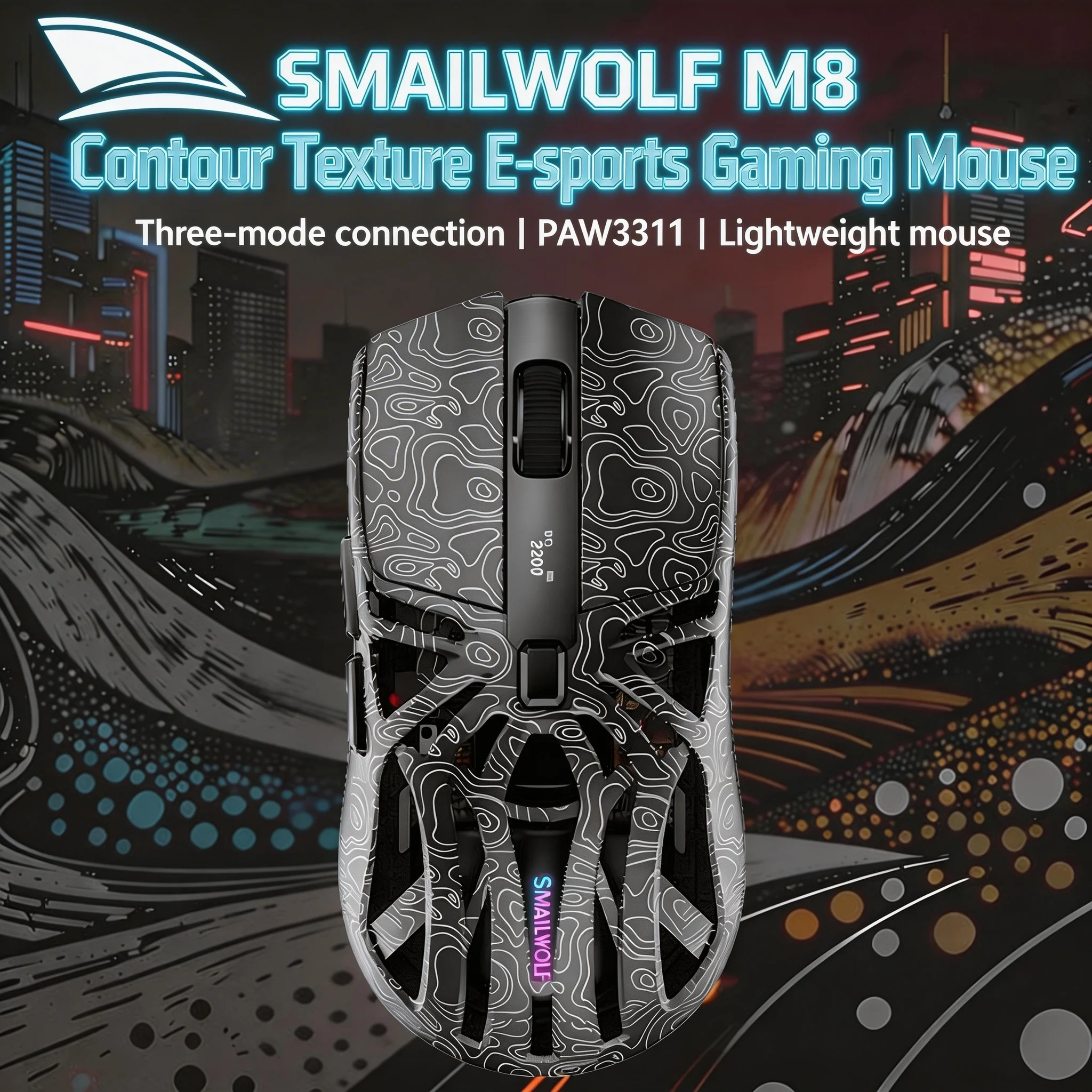 SMAILWOLF PAW3311 Tri‑Mode Gaming Mouse Bluetooth Wireless Screen Display Magnetic USB Charging Dock Ergonomic Mouse For Laptop