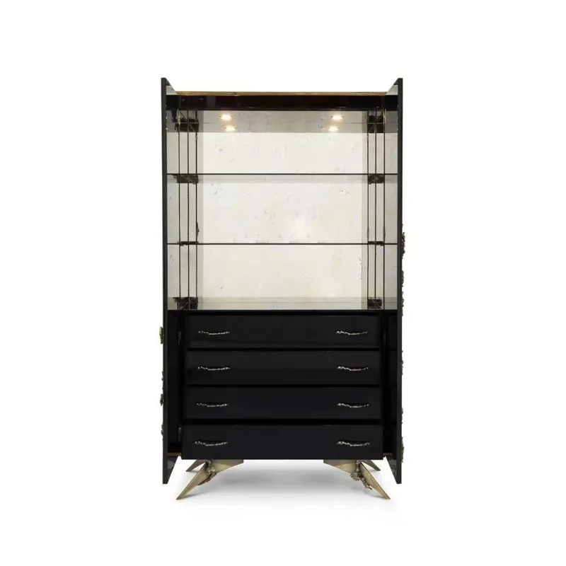 Light luxury dining side cabinet, household high-end art wine cabinet, creative multi-functional storage against the wall