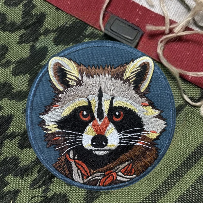 Parche táctico bordado Raccoon para chaleco MOLLE, gancho-bucle