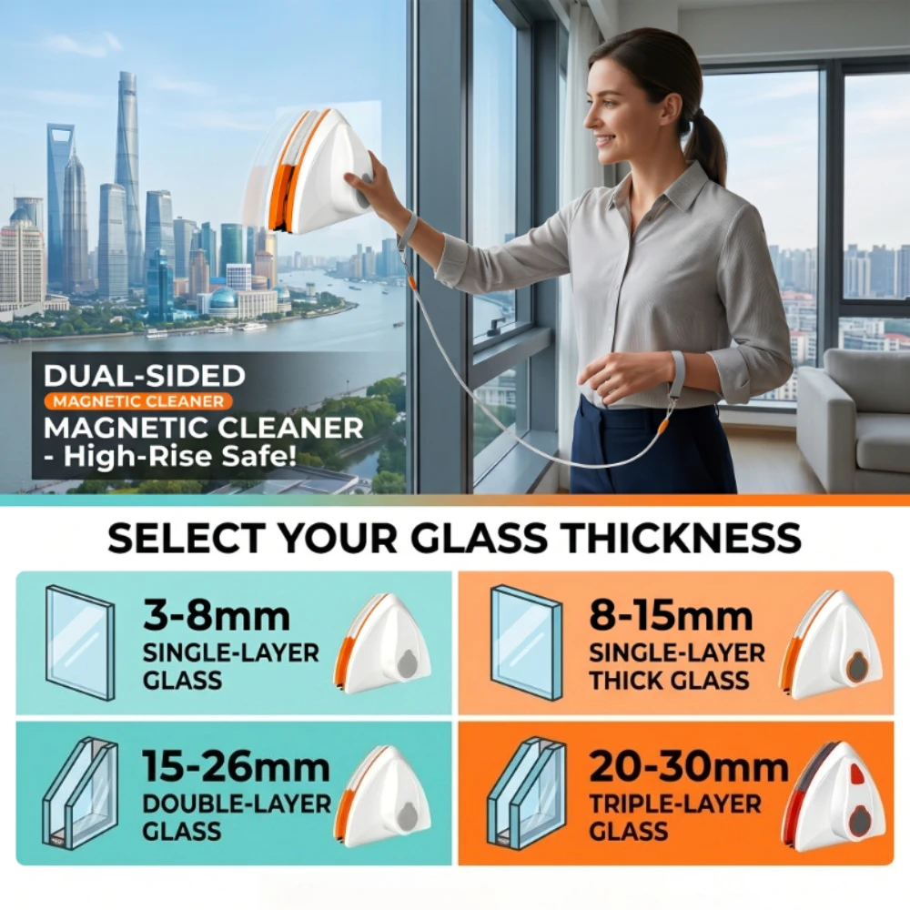 Double Sided Magnet Windows Cleaner Automatic Drainage Wiper Glass Window Washer Household Cleaning Tool For Window Washing