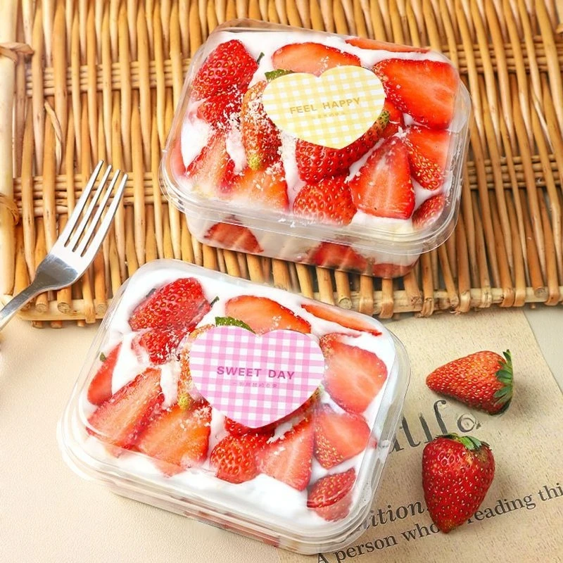 5/15/25 Uds caja de pastel transparente cuadrada desechable con cubierta caja de pastel Tiramisú pastel de leche helado frutas contenedor de fiesta