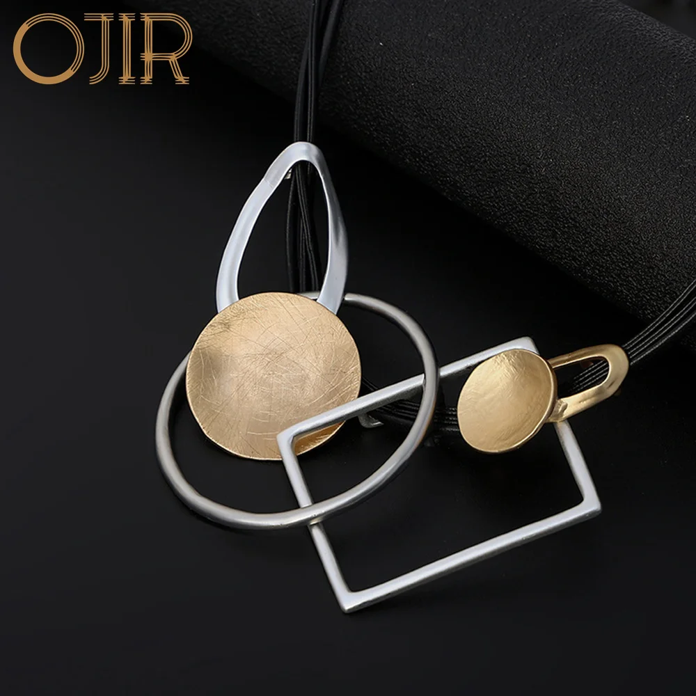 Vintage Geometry Statement Chokers Collares Necklace with Suspension Pendant Chains Korean Fashion Goth Jewelry for Women New in