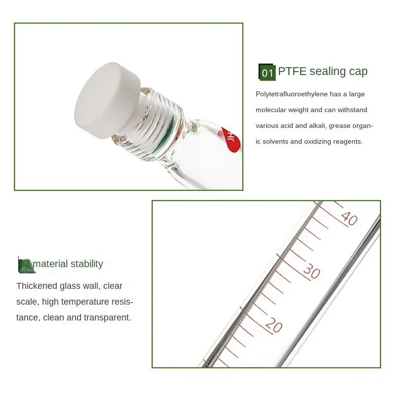 Thick Wall Pressure Bottle, Screw Mouth Pressure Bottle, PTFE Plug Reaction Test Tube 10/15/25/35/50/75/100/150/250/350