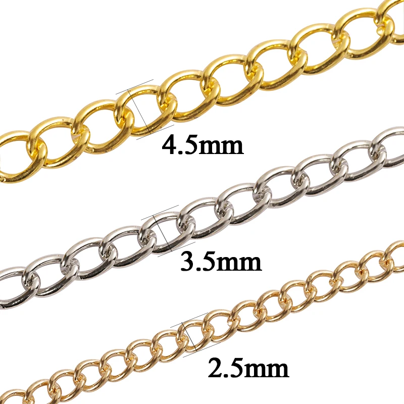 2meters/lot Necklace Chains 2.5 3.5 4.5mm Gold Antique Bronze Flat Chain Finding Supplies Wholesale DIY Chain for Jewelry Making