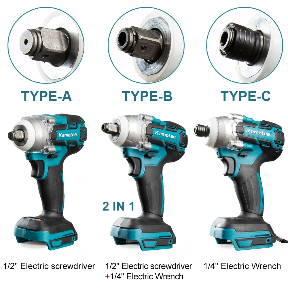 Kamolee 520n. m Wireless Charging Impact Wrench Household Portable 18V-24V Lithium Battery 1/2 Small Electric Nut Wrench Tool