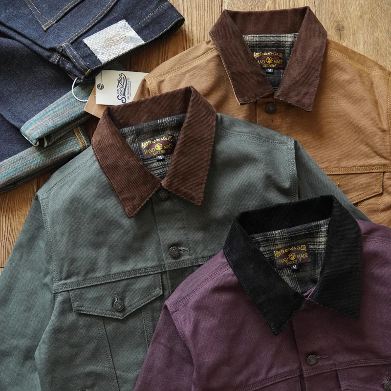 Sauce Zhan J10 Men's Canvas Jacket American Retro Canvas Jacket Men Heavy for Autumn and Winter Regular Fit