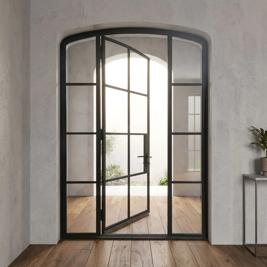 Commercial Design Store Entrance French Door Large Sized Rainproof French Hinged Doors Anti Theft French Casement Glass Doors