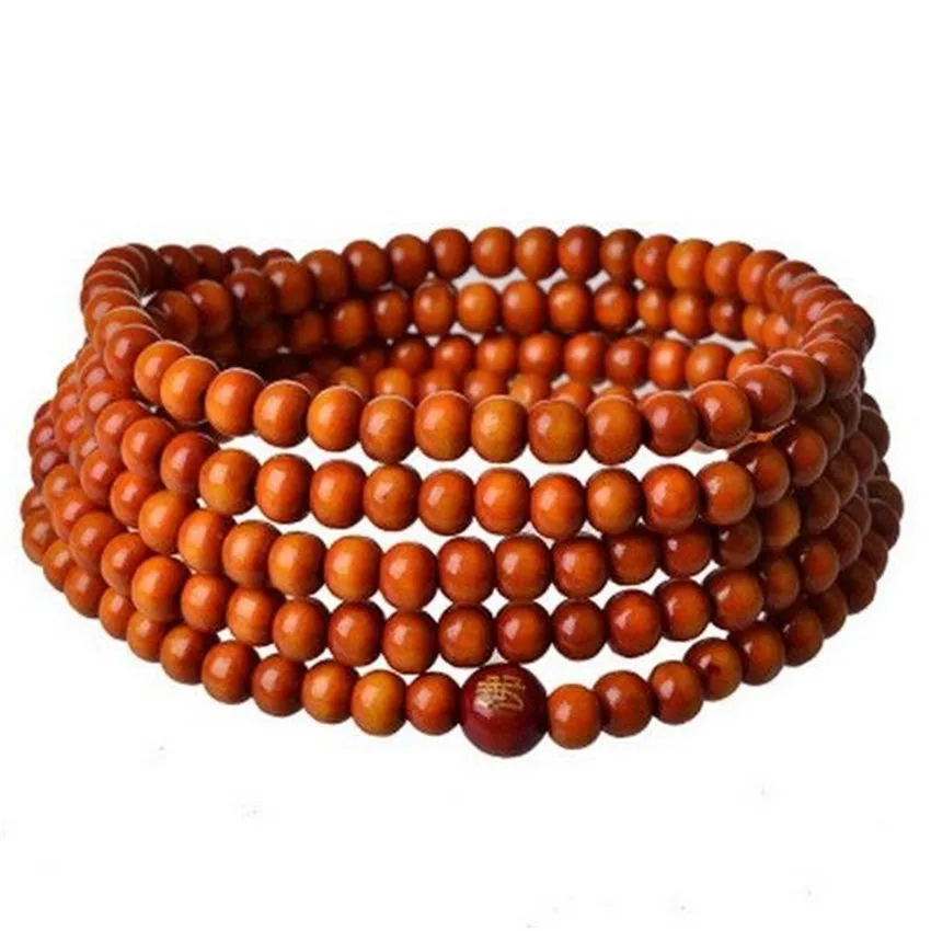 6mm Yellow Sandalwood Bracelet Jewelry Link Karma Wrap Health Teens Trendy 108 Beads Fragrant Sacred Women Prayer