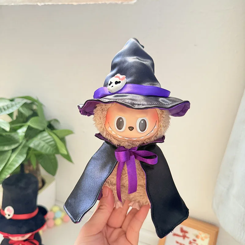 1 ensemble de vêtements Labubu 1ère 2e 3e génération, pendentif assis pour bébé Halloween, Cape de chevalier foncé, tenue Cosplay, cadeau de fête