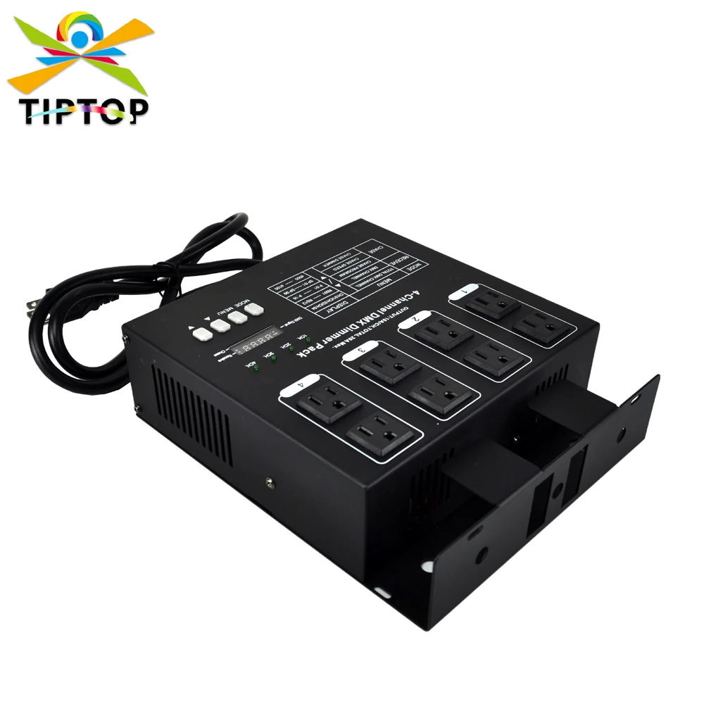 TIPTOP New 4 Way 8 Port US Power Plug 110V Stage Lighting Dimmer Pack Compacted Iron Case LCD Display Hanging DMX Console