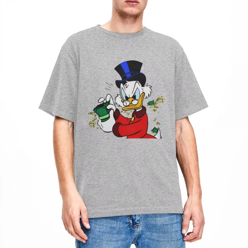 2025 البخيل McDuck تي شيرت الشاطئ الجمالية تي شيرت القطن الخالص تي شيرت على طراز هاراجوكو الرجال قصيرة الأكمام عادية الرياضة الراحة