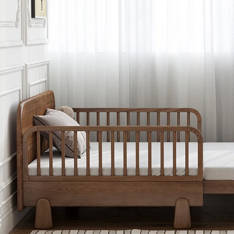 Wangheng solid wood children's bed with guardrail boy bedroom girl princess splicing bed push-pull retractable bed crib