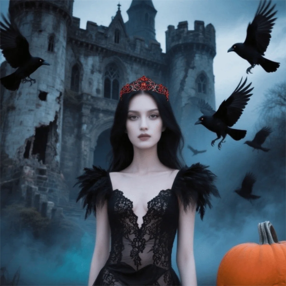 Rhinestone Halloween Black Crown Luxury Cake Decorations Baroque Pageant Crowns Sparkling Hair Jewelry Crystal Cake Topper