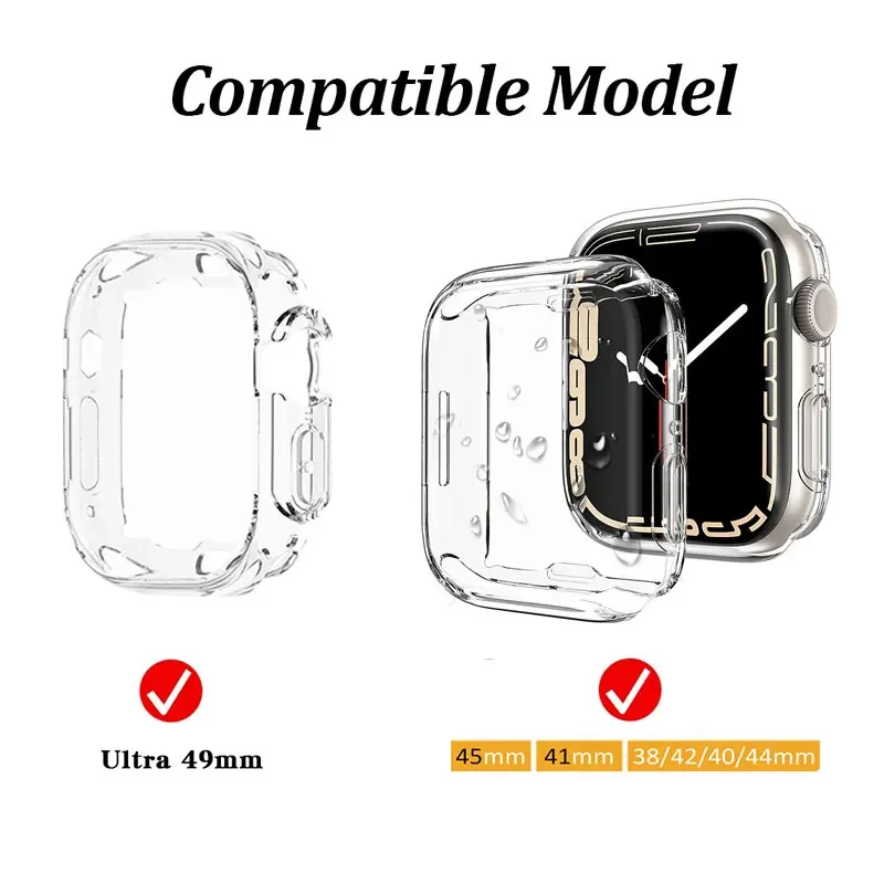 Screen Protector For Apple Watch Case 45mm 41mm 44mm 40mm 42 38mm Full Tpu Bumper Cover Accessories iWatch Series 9 8 7 Se 6 5 4