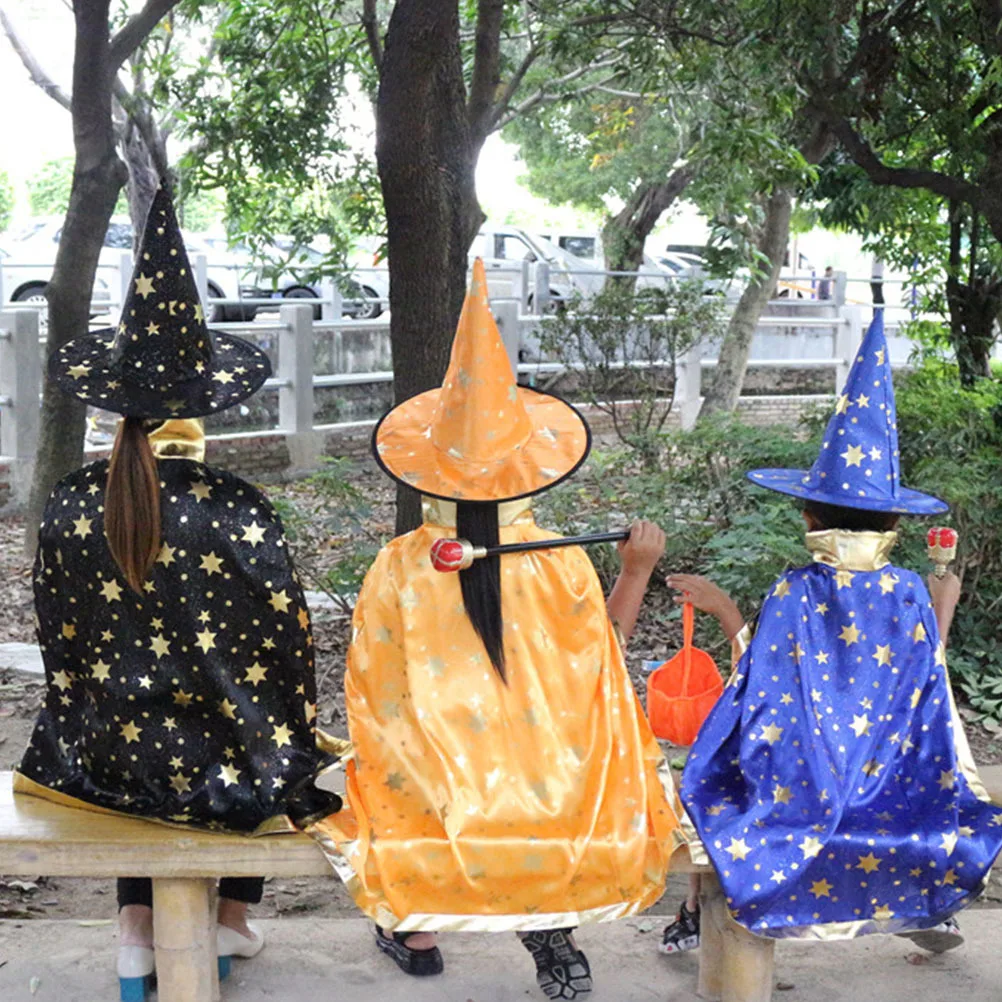 

1Pcs Halloween Five-Star Cape with Hat All-Size Design for Party Creative Stage Costume Witch Cape for