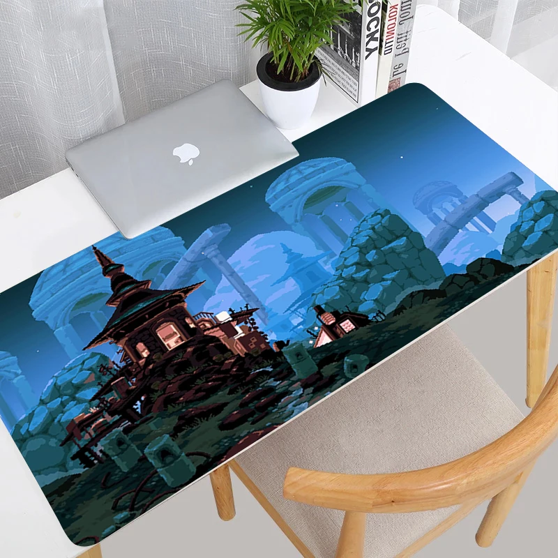Pixel Art Landscape XXL Mouse Pad Office PC Kawaii Anime Extended Table Mat Laptop Gaming Accessories Keyboard Mousepad Carpet
