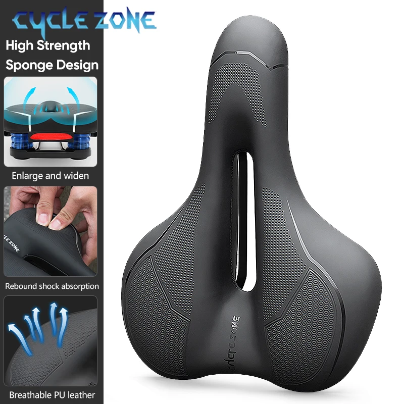 

MTB Bike Saddle Breathable Non-Slip Cushion Leather Surface Seat Road Bicycle Shock Absorbing Hollow Bike Saddle Cycling Cushion