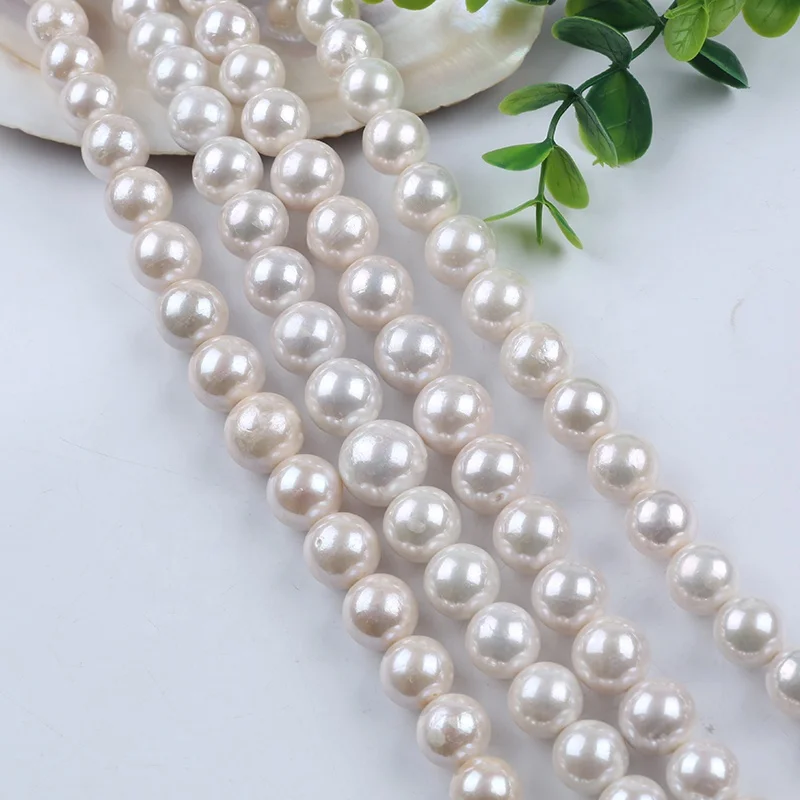 

12-16mm White Color Freshwater Edison Round Pearl Bright Oil Beads Strand