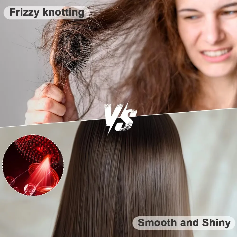 High Frequency Vibration 2-in-1 Styling Brush 650nm Red Light Hair Follicle Massage Electric Massage Spray Comb Adds Shine