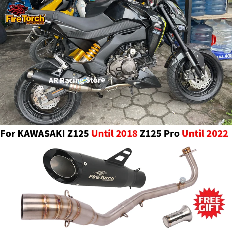 For Kawasaki Z125 Until 2018 Z125 Pro Until 2022 Motorcycle Exhaust Escape Modified Full System Front Pipe DB Killer Muffler