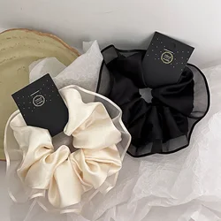 Hair Scrunchies For Girls French Couture Double Layer Satin Large Intestine Headband Hair Loop Tie Hair Leather Band Hair Rope