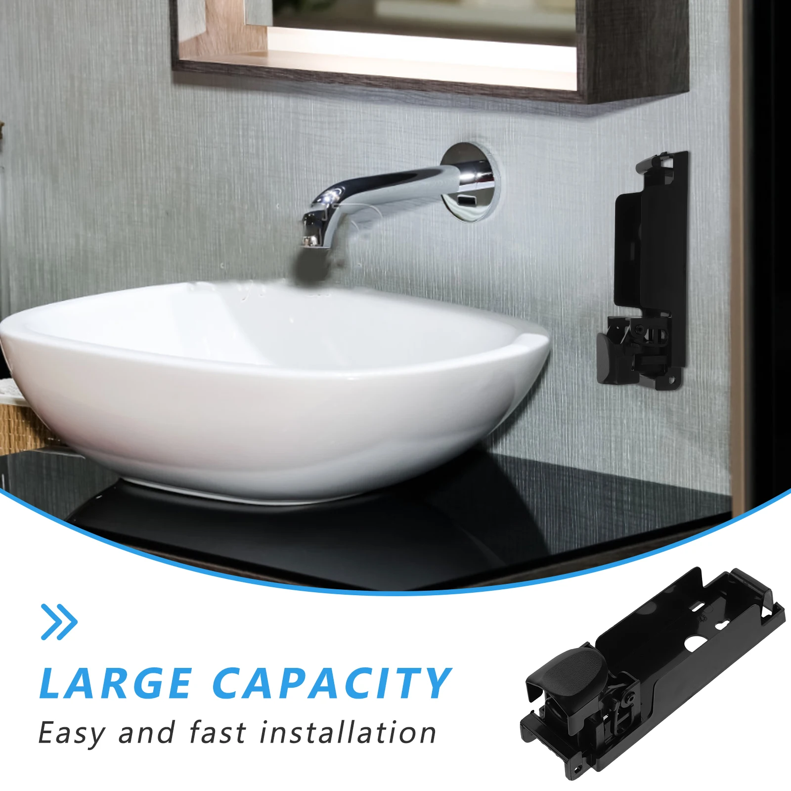 

Soap Dispenser Accessories 350ML Black Bottom Board for Wall Mount Shampoo Dispenser Reusable Practical Design Easy Installation
