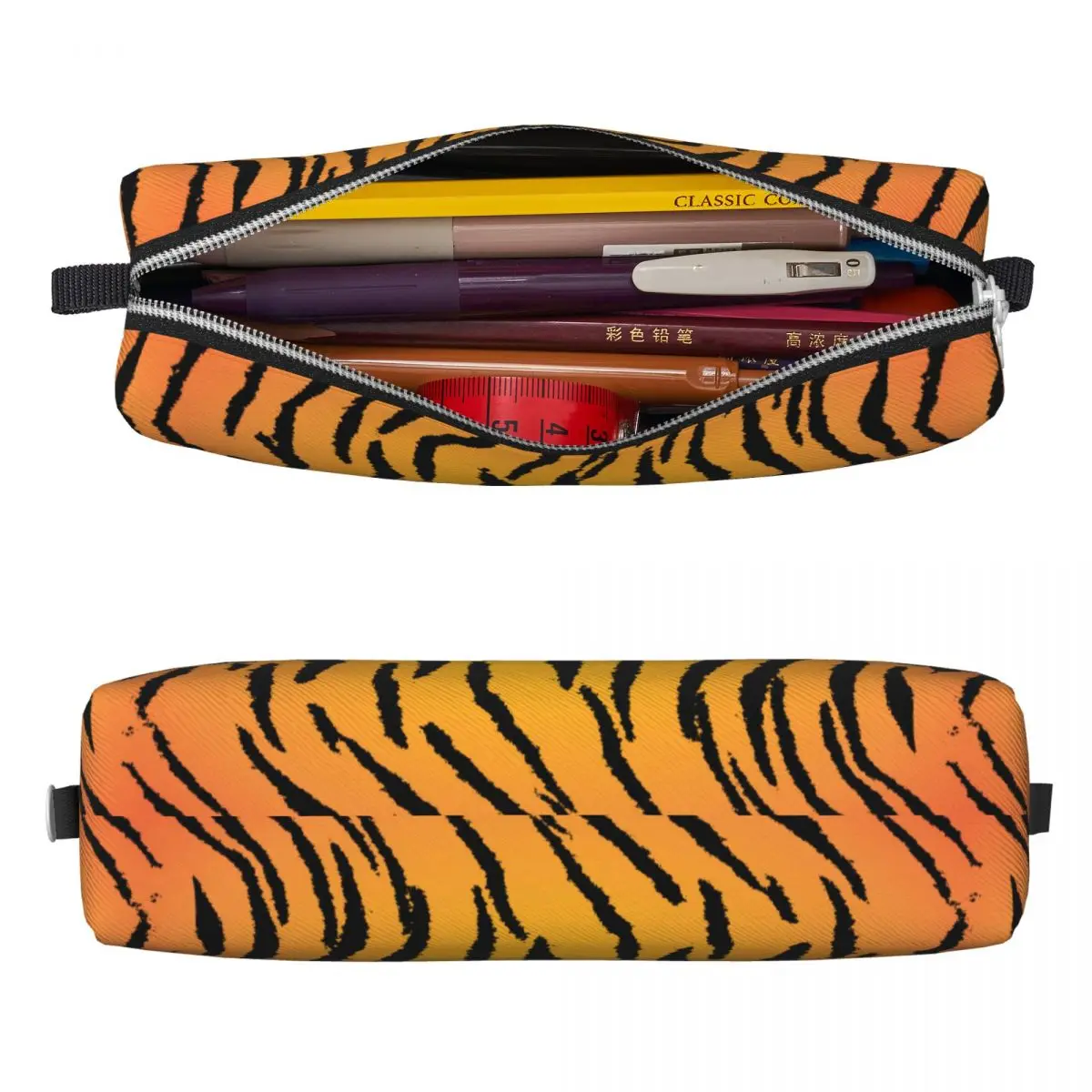 Tiger Stripes Animal Fur Printing Pencil Cases Pencil Box Pen for Student Large Storage Bag Office Cosmetic Stationery