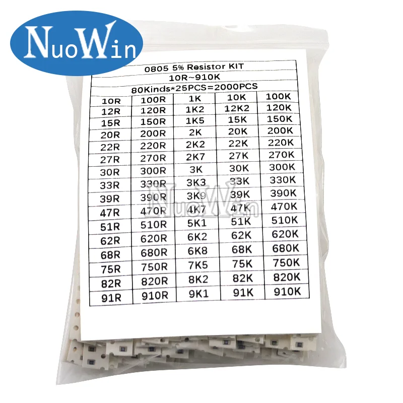 0402 0603 0805 1206 1210 2010 2512 SMD Chip Resistor Sample Kit Alloy Resistance Assorted Set 1% 5% 10R 100R 220R 1K 10K 100K