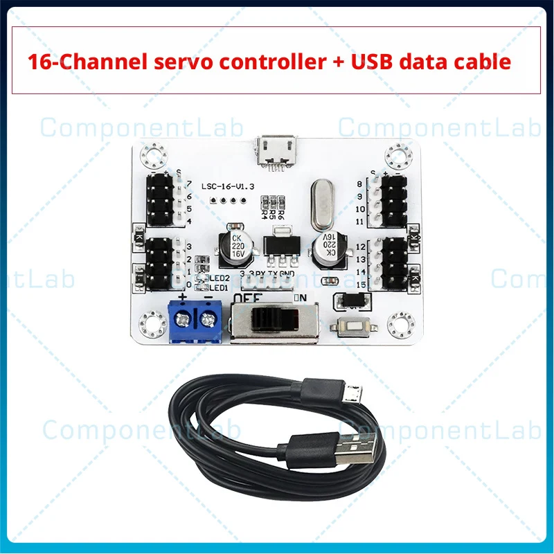 16 Channel Servo Controller Overload Protection PWM Servo Driver Board TTL USB for Robot Robotic Arm DIY Maker Project