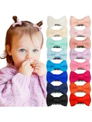 16Pcs Baby Girl Hair Clips Solid Style Barrettes for Kids Infant Hairbows hand sewn hair combs for Children hair accessories