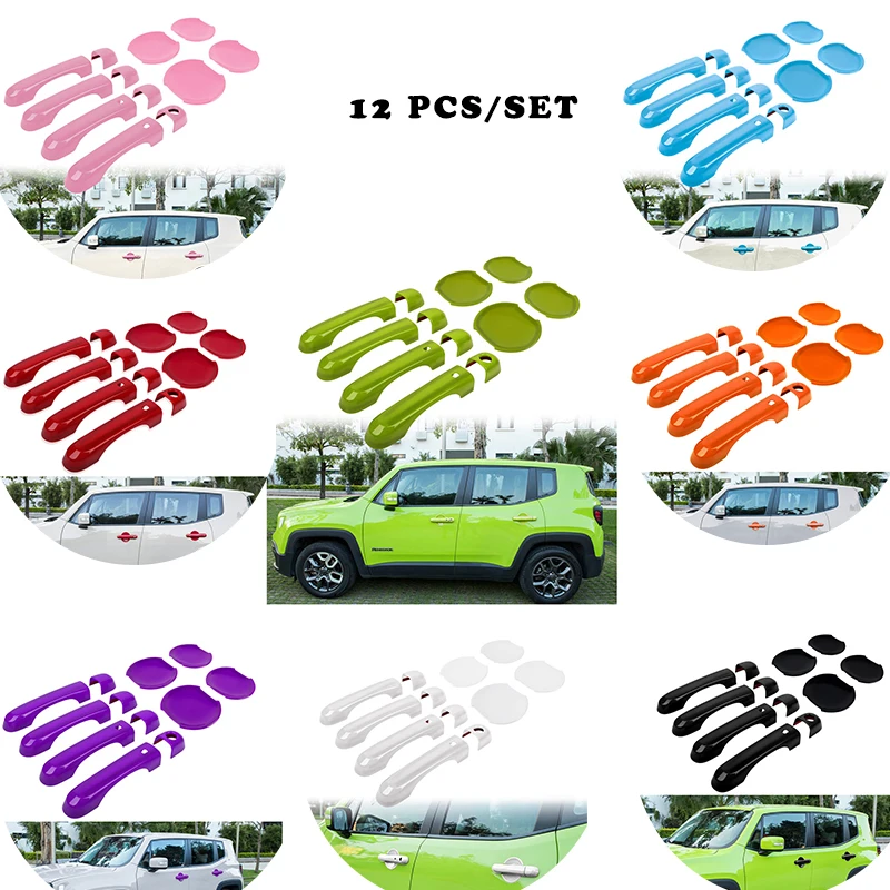 

Door Handle Cover with Smart Keyhole and Cup Bowl Cover Trim Combo for 2015 2016 2017 2018 2019 2020 2021 Jeep Renegade（12 PCS）