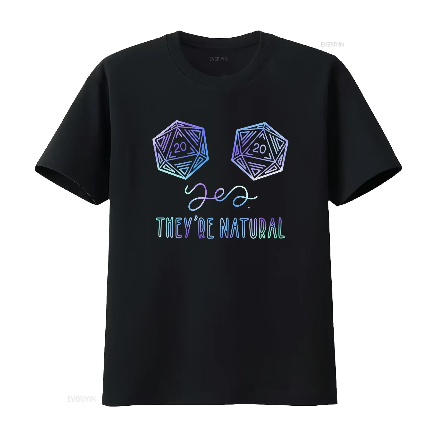 Yes They're Natural D20 Funny RPG Gamer T Shirt Dice Women's Roleplay Gaming Apparel vintage Washed graphic fashion Versatile